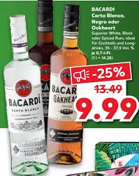 Geben sie ihre postleitzahl an, damit sie auch regionale angebote sehen können. Bacardi Carta Blanca Negra Oder Oakheart 0 7l Angebot Bei Kaufland