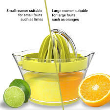Juicers typically press the fruit against a central reamer, which then turns on its. Buy Manual Juicer Citrus Orange And Lemon Hand Squeezer Citrus Juicer Reamer Built In Measuring Cup And Greater Egg Separator 12 Oz Hand Juicer Online In Tunisia 255164242