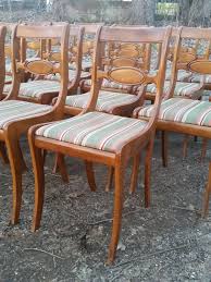 Tell City Maple Saber Leg Dining Chairs X6 Etsy Dining Chairs Chair Striped Upholstery