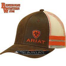 Ariat Brown Khaki Mesh Snap Back Cap With Burnt Orange Accents 20 Ariat Snap Logo Womens Hats Baseball