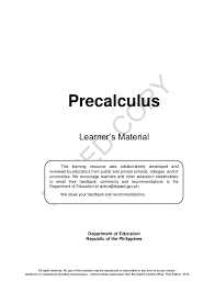 Pre Calculus Grade 11 Learner S Module Senior High School