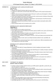 Additional production resumes are available in our database of 2,000 sample resumes. Senior Quality Assurance Specialist Resume Samples Velvet Jobs