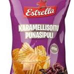 Чипсы с карамелизированным красный луком Estrella Karamellisoitu Punasipuli  275г