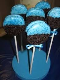 Baby Shower Ideas For Boys Oreo Cookie Pops Baby Shower Food Baby Boy Shower Baby Shower Fun