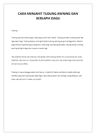 Saya harap cara menjahit tudung awning. Cara Menjahit Tudung