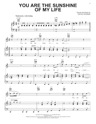 You Are The Sunshine Of My Life Sheet Music Stevie Wonder Piano Vocal Guitar Right Hand Melody Sheet Music Notes Stevie Wonder Sheet Music
