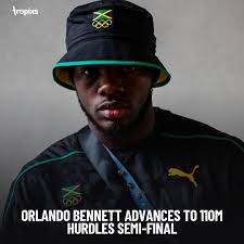 Jamaica's Orlando Bennett will advance to the men's 110m hurdles semi final  after placing second in his heat.