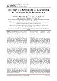 Pdf Visionary Leadership And Its Relationship To Corporate Social Performance