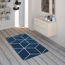Badezimmerteppiche +toilette/teppich violett grau schwarz, weiß. Badematte Mit Rauten Muster Kurzflor Teppich Fur Badezimmer In Blau Weiss Kaufen Bei Diva Teppich Center