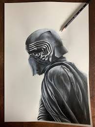 Kylo Ren Original Drawing Star Wars Gothic Home Decor Fandom Wall Art Comics Occult Pencil Portraits Star Wars Art Drawings Star Wars Drawings Star Wars Art