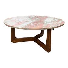 1950s Mid Century Modern Pink Marble Coffee Table With Walnut Base For Sale Coffeetable Pinkdecor Coffee Table Marble Coffee Table Mid Century Coffee Table