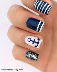 15 Easy And Simple Nail Art Designs For Beginners To Do At Home Nautical Nails Nautical Nail Designs Simple Nails