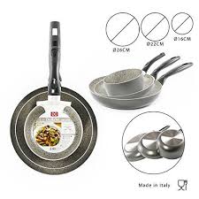 Tirlot De 3poeles Pierre Diametre 22cm 26cm Casserole 16cm Poele Anti Adhesive Anti Rayures Acier Inoxydable Inoxydable Batterie De Cuisine