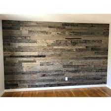 Vintage Timber 3 8 In X 4 Ft Random Width 3 In 5 In Grey Reclaimed Planks Decorative Wall Panel 10 59 Sq Ft Pack 2102 The Home Depot Wood Walls Bedroom Wooden Accent Wall Wall Paneling