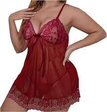 Amazon.com: Lencería sexy para mujer para sexo, pijama de malla de encaje  travieso de seda para mujer, vestido babydoll, camisón, ropa interior para  dormir, Rojo 