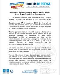 Bogota d c cundinamarca guatavita zipaquira panaca tocancipa. Gobernacion De Cundinamarca En Twitter Toque De Queda Envio De Docentes A Casa Y Prohibicion Del Consumo De Alcohol En Los Establecimientos De Comercio De Cundinamarca Son Algunas De Las Decisiones Tomadas