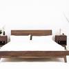 A platform storage bed with headboard. 1