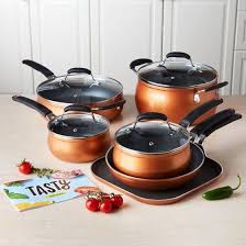 Tasty Non Stick Diamond Reinforced Blue Cookware Set 11 Piece Walmart Com Cookware Set Tasty Induction Cookware