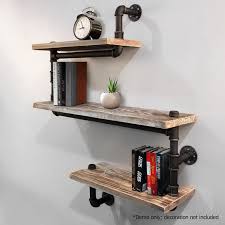 52cm in width and 70 cm in height iron wooden shelf. Artiss Display Shelves Rustic Bookshelf Industrial Diy Pipe Shelf Wall Brackets Buy Wall Shelves Hooks 9350062061909