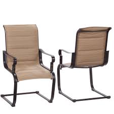 Hampton Bay Belleville Rocking Padded Sling Outdoor Dining Chairs 2 Pack Fcs80198c 2pk The Home Depot Outdoor Patio Chairs Outdoor Dining Chairs Patio Chairs