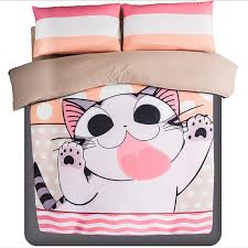 Anime Japonais Chanceux Chat De Bande Dessinee Mon Voisin Totoro Ensemble De Literie Tissu Doux Housse De Couette D Draps De Lit House De Couette Jolie Literie