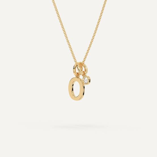 Initial Letter O Necklace Gold & Diamond Pendant For Mom