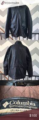 Columbia Black Leather Winter Coat Size Xl Winter Coat Heavy Winter Coat Black Leather