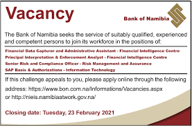 The bank of namibia was established in 1990 by the bank of namibia act, 1990 (act 8 of 1990). Bank Of Namibia Auf Twitter Vacancies The Bankofnamibia Seeks The Service Of Suitably Qualified Experienced And Competent Persons To Join Its Workforce In The Following Positions If This Challenge Appeals To