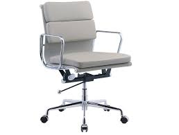 Chair with armrests and a high backrest to guarantee maximum comfort over long periods. Eames Style Ea217 Low Back Soft Pad Grey Leather Office Chair