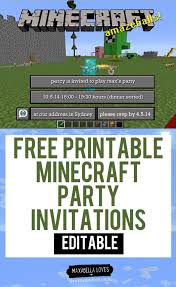 Minecraft Birthday Card Printable Free Diy Minecraft Invitations Fully Editable Minecraft Party Invitations Minecraft Birthday Invitations Minecraft Birthday