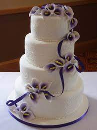 Solid Understated Calla Lily Wedding Cake Lace Wedding Cake Purple Wedding Cakes