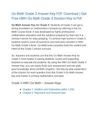Splashlearn is an award winning math learning program used by more than 40 million kids for fun math practice. Go Math Grade 3 Answer Key Pdf Download By Gomathanswerkey Issuu