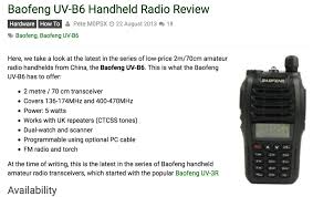 Baofeng Uv B6 Handheld Radio Review Resource Detail The