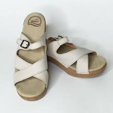 Details About Dansko Sandals Leather Adjustable Strap Slip On Sela Off White 41