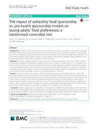 In memory of maureen dale by kathryn hammond Pdf The Impact Of Unhealthy Food Sponsorship Vs Pro Health Sponsorship Models On Young Adults Food Preferences A Randomised Controlled Trial