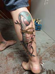 Shark On My Calf After Giving The Artist Complete Control Over The Tattoo Done By Nate K Frontline Tattoo Gold Coast Aus Tattoos