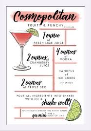 Cosmopolitan Cocktail Recipe Lantern Press Artwork 16x24 Giclee Art Print Cosmopolitan Cocktail Recipes Cosmopolitan Cocktails Cosmopolitan Drink Recipe