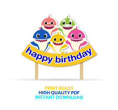 Free printable baby shark cupcake toppers. Baby Shark Cake Topper Thumbnail 1 Happy Birthday Baby Birthday Cake Topper Printable Shark Theme Birthday