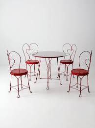 Vintage Ice Cream Parlor Table Set With 4 Chairs Red Outdoor Etsy Parlor Table Vintage Ice Cream Table And Chair Sets