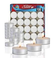 Amazon Com Ner Mitzvah Tea Light Candles 100 Bulk Pack White Unscented Travel Centerpiece Decorative Candle 4 5 Hour Burn Time Pressed Wax Home Kitchen