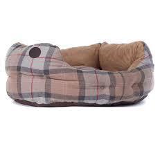 Using high end textiles and fabrics. Barbour 24 Luxury Dog Bed Taupe Pink Tartan