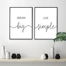 Minimalist Dream Big Live Simple Quote Canvas Paintings Black And White Bedroom Wall Art Prints Poster P In 2020 White Wall Bedroom Wall Decor Bedroom Wall Art Quotes