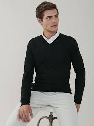 Discusses how to wear the v neck sweater. Mens Luxury Silk And Cashmere Blend V Neck Sweater In Black
