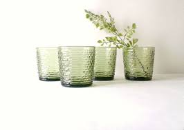 Vintage Set Drinking Glasses Pitcher Jug Green Anchor Hocking Soreno Vintage Barware Mid Century Decor Kitchen Reliefs Embossed Amber 1970s Verres A Eau Decoration Et Etsy