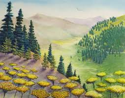 Check spelling or type a new query. Hillside Of Yarrow Flowers On Mountain With Pine Trees Drawing By Michele Fritz Saatchi Art