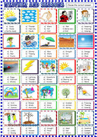 Weather And Seasons Multiple Choice Activity El Clima En Ingles Material Escolar En Ingles Rutinas En Ingles