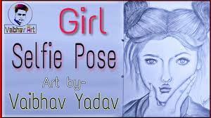 Cute Girl S Selfie Pose Sketch Draw Step By Step Art By Vaibhav Yadav Youtube While using two hands is easier because you can hold the camera with one hand and push the shutter release button with the other, you have to be more careful not to cover up the lens. youtube