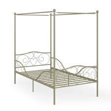 Greenforest bed frame twin size, two headboards metal mattress foundation single platform bed frame no box spring needed, black. Costway Twin Size Metal Canopy Bed Frame 4 Poster Steel Slats Headboard Footboard Gold Target