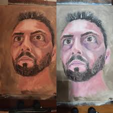 Using old-holland bruine oker light for skin tones