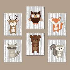 Woodland Nursery Wall Art Woodland Wall Art Artwork Birch Wood Forest Animal Deer Squirrel O Boy Nursery Artwork Woodland Nursery Wall Art Woodland Nursery Art
